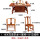 1.48メートルの単独の宝鼎のお茶のテーブル+1ラウンドの椅子+4小さい官職の帽子の椅子